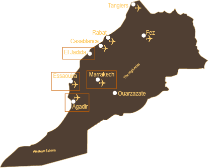 Moroccon golf holiday destination map